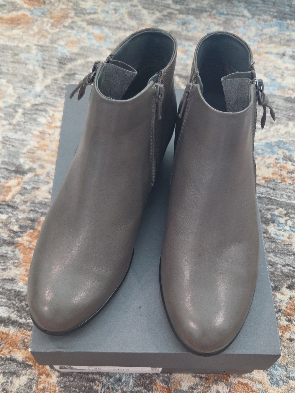ECCO Women's Grey Ankle Boots - Classic Zip Booties
